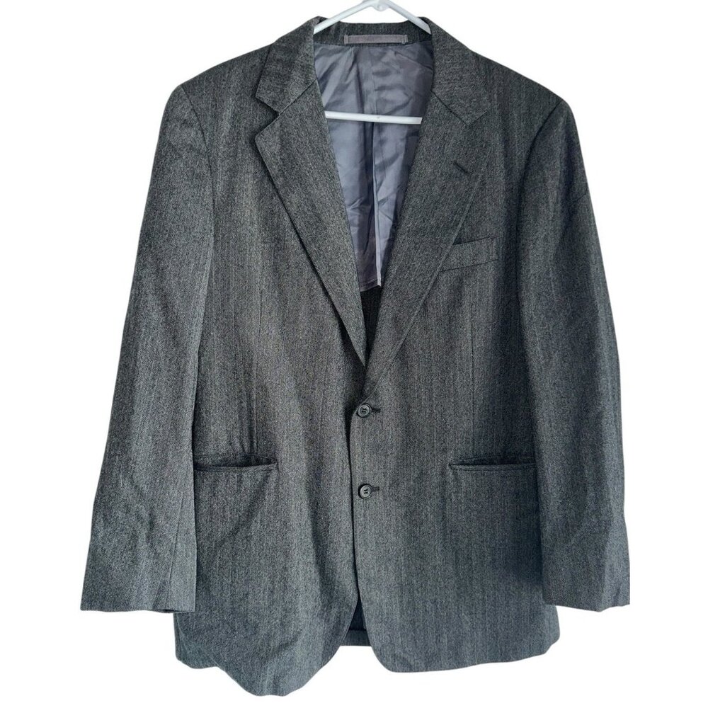 VTG Gray Herringbone Tweed Sport Coat Redwood & Ross Mens 41R Union Made